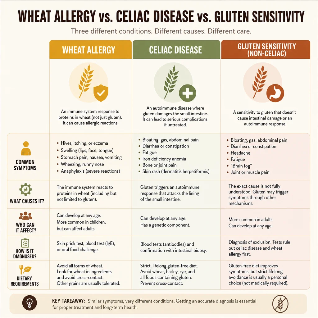 Wheat Allergy vs. Celiac Disease vs. Gluten Sensitivity